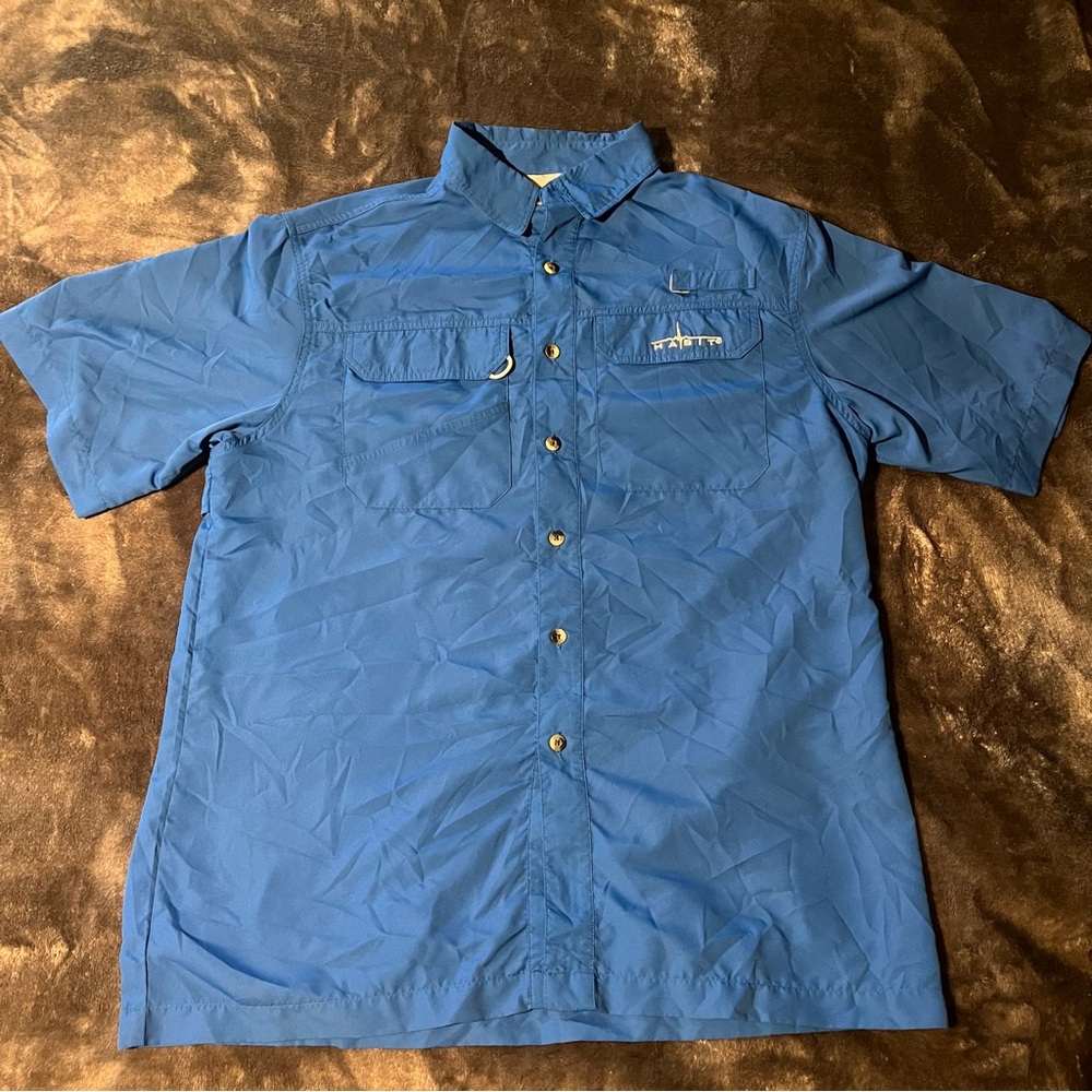 Habit Performance Shirt Mens Medium Blue Lightweight Vented Fishing Sportswear